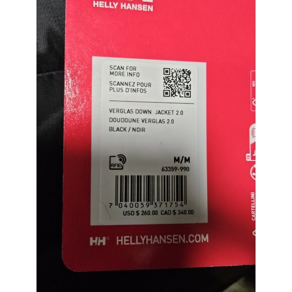 HH Puffer Jacket Mens Medium Black Verglasn Down Coat Outdoors Casual - Picture 7 of 7